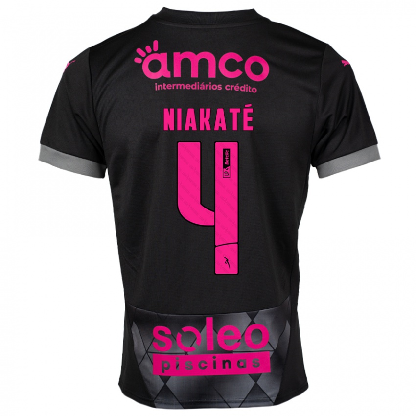 Criança Camisola Sikou Niakaté #4 Preto Rosa Alternativa 2024/25 Camisa Brasil