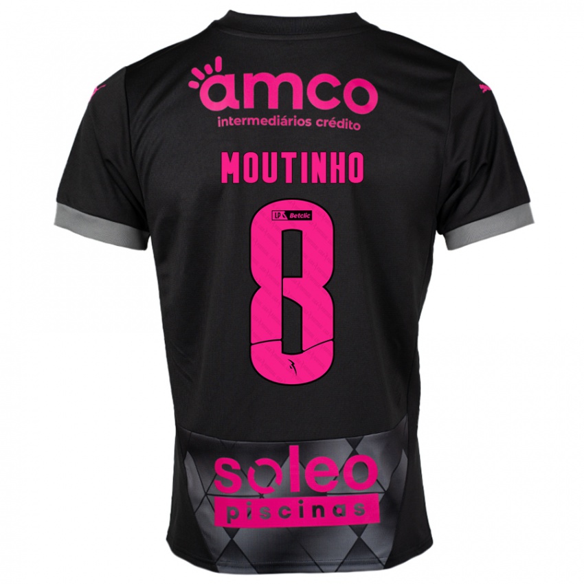 Criança Camisola João Moutinho #8 Preto Rosa Alternativa 2024/25 Camisa Brasil