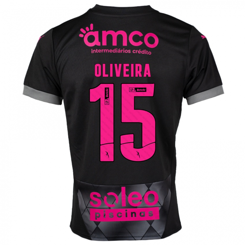 Criança Camisola Paulo Oliveira #15 Preto Rosa Alternativa 2024/25 Camisa Brasil