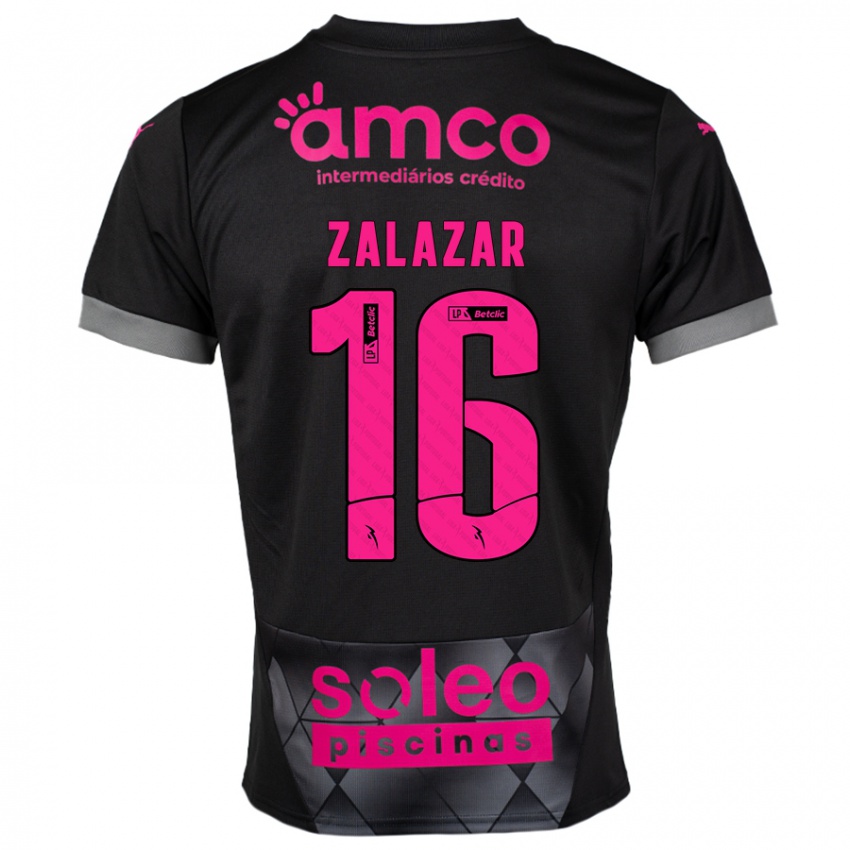 Criança Camisola Rodrigo Zalazar #16 Preto Rosa Alternativa 2024/25 Camisa Brasil