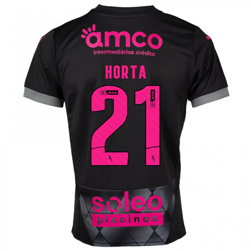 Criança Camisola Ricardo Horta #21 Preto Rosa Alternativa 2024/25 Camisa Brasil