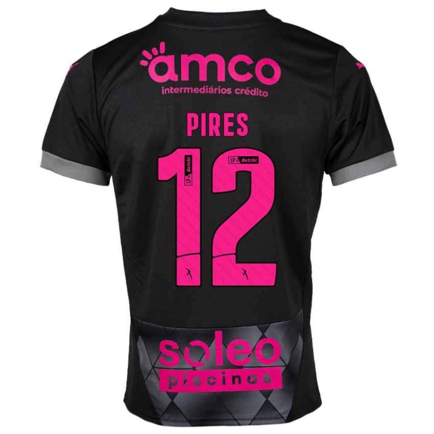 Criança Camisola Hugo Pires #12 Preto Rosa Alternativa 2024/25 Camisa Brasil