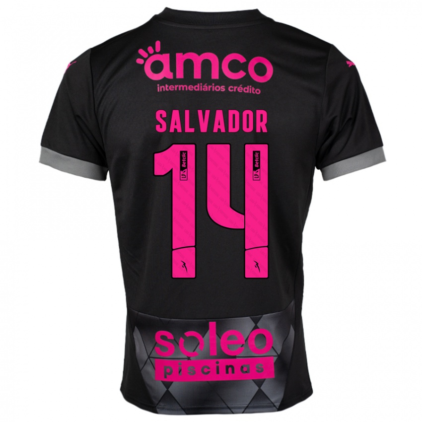 Criança Camisola João Salvador #14 Preto Rosa Alternativa 2024/25 Camisa Brasil