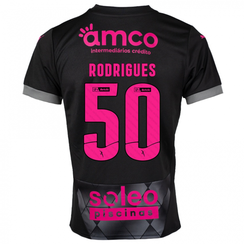 Criança Camisola Diego Rodrigues #50 Preto Rosa Alternativa 2024/25 Camisa Brasil