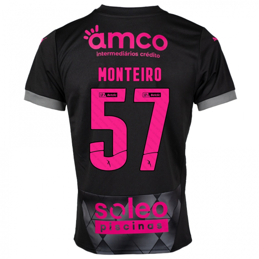 Criança Camisola Jordan Monteiro #57 Preto Rosa Alternativa 2024/25 Camisa Brasil