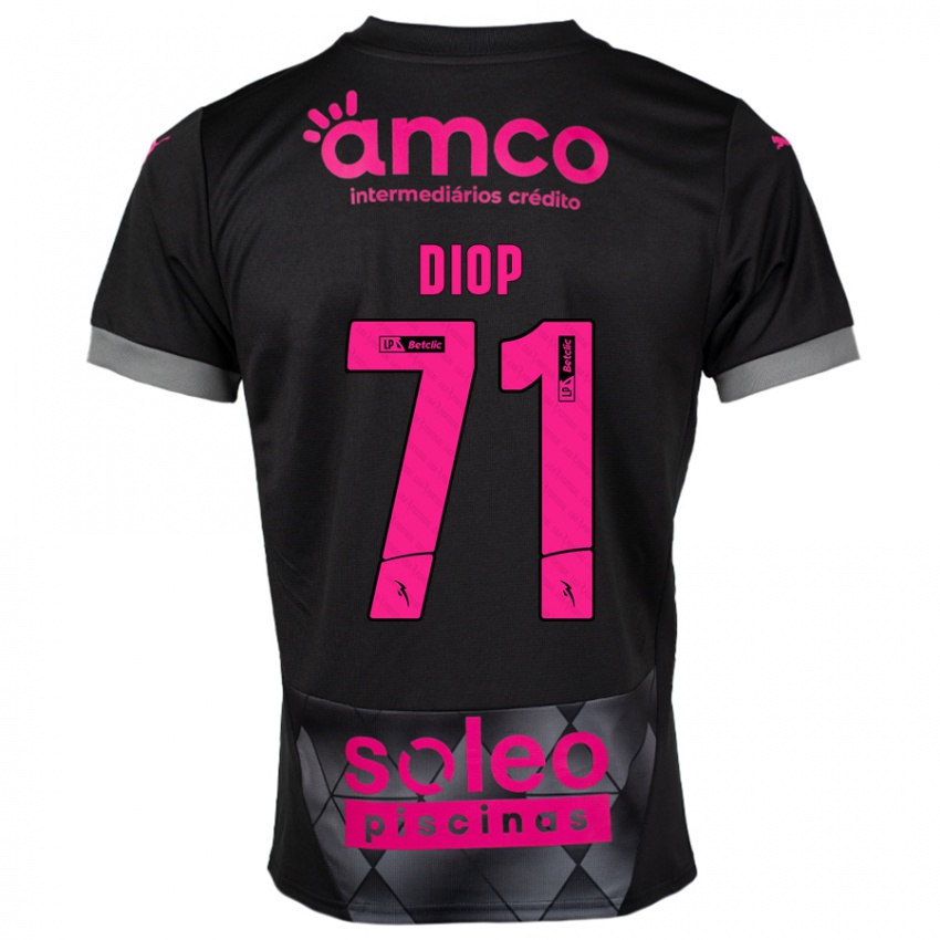 Criança Camisola Mamadou Diop #71 Preto Rosa Alternativa 2024/25 Camisa Brasil