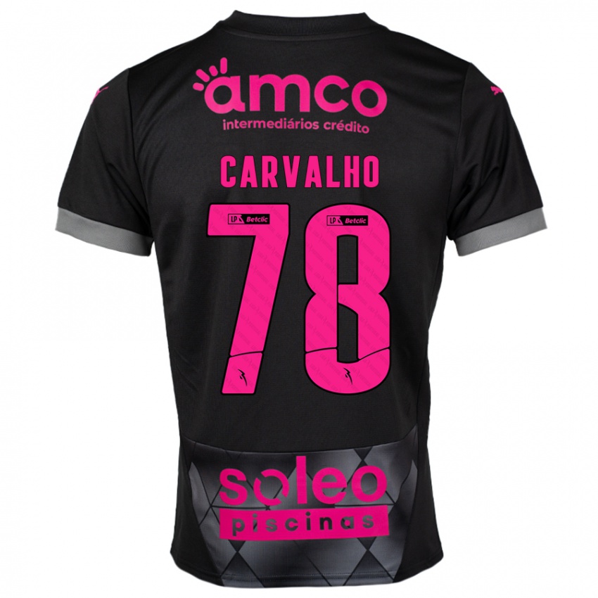 Criança Camisola João Carvalho #78 Preto Rosa Alternativa 2024/25 Camisa Brasil