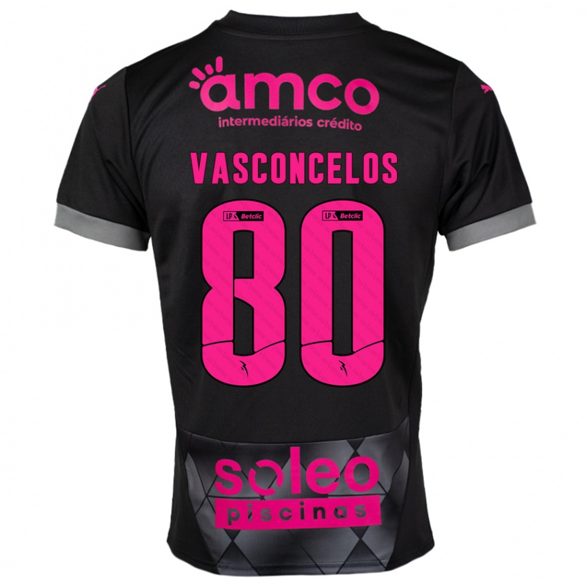 Criança Camisola Vasconcelos #80 Preto Rosa Alternativa 2024/25 Camisa Brasil