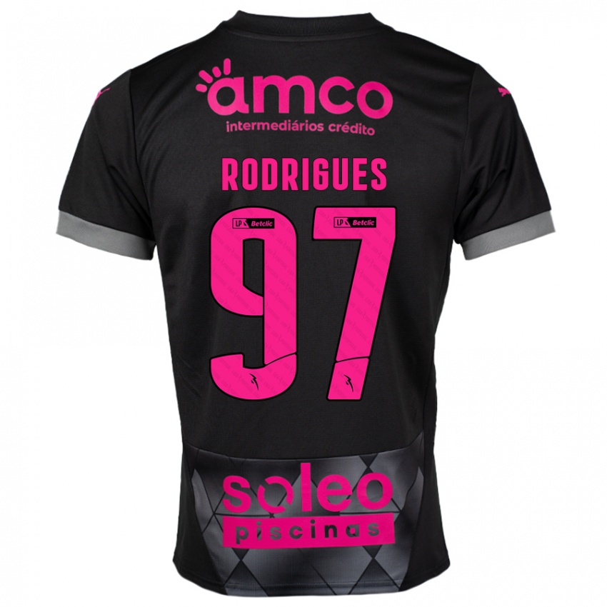 Criança Camisola Dinis Rodrigues #97 Preto Rosa Alternativa 2024/25 Camisa Brasil