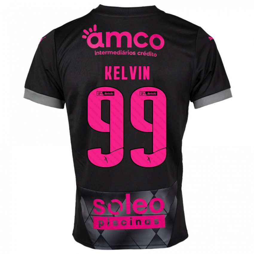 Criança Camisola Kauan Kelvin #99 Preto Rosa Alternativa 2024/25 Camisa Brasil