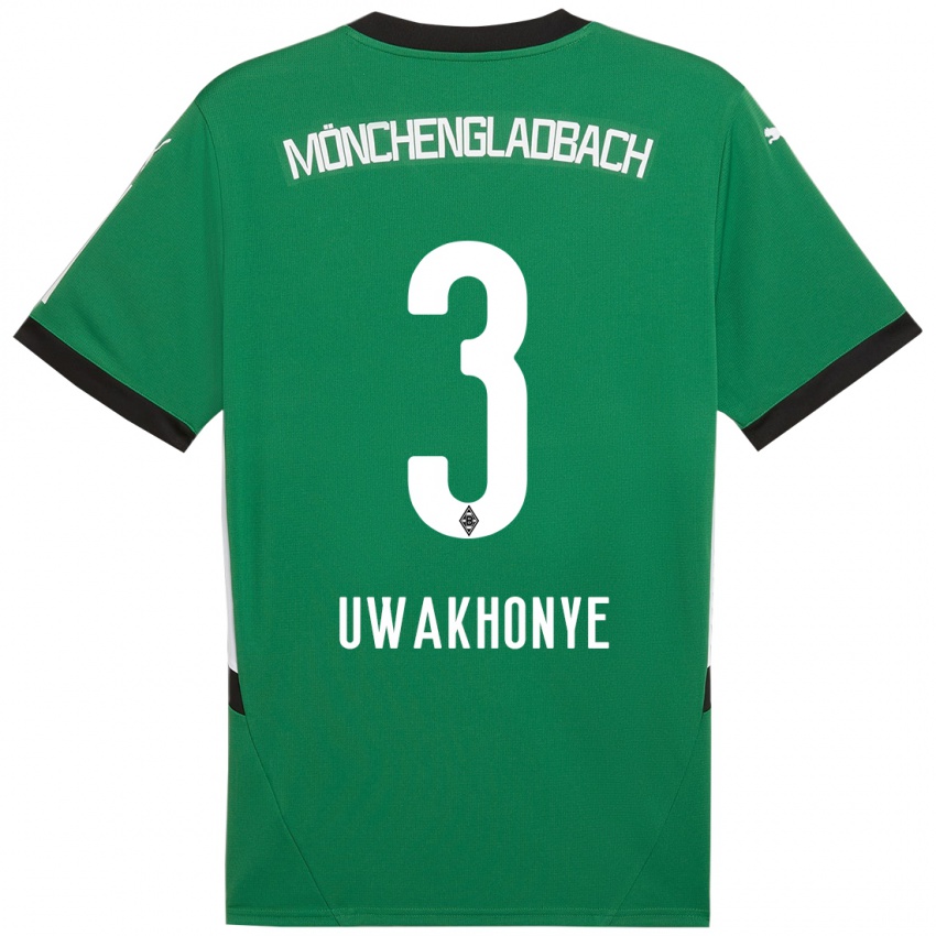 Criança Camisola Joshua Uwakhonye #3 Verde Branco Alternativa 2024/25 Camisa Brasil