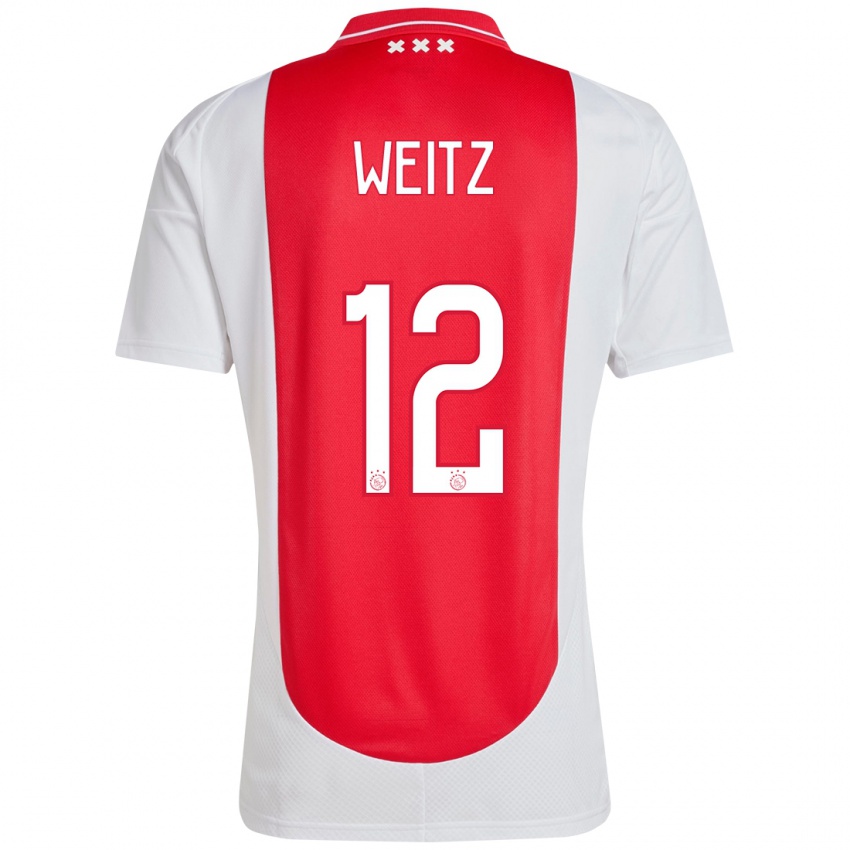 Homem Camisola Axel Weitz #12 Branco Vermelho Principal 2024/25 Camisa Brasil