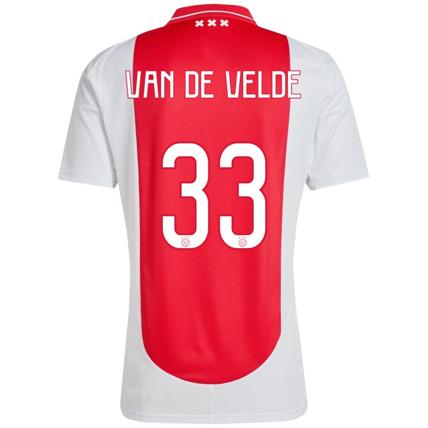 Homem Camisola Jonna Van De Velde #33 Branco Vermelho Principal 2024/25 Camisa Brasil