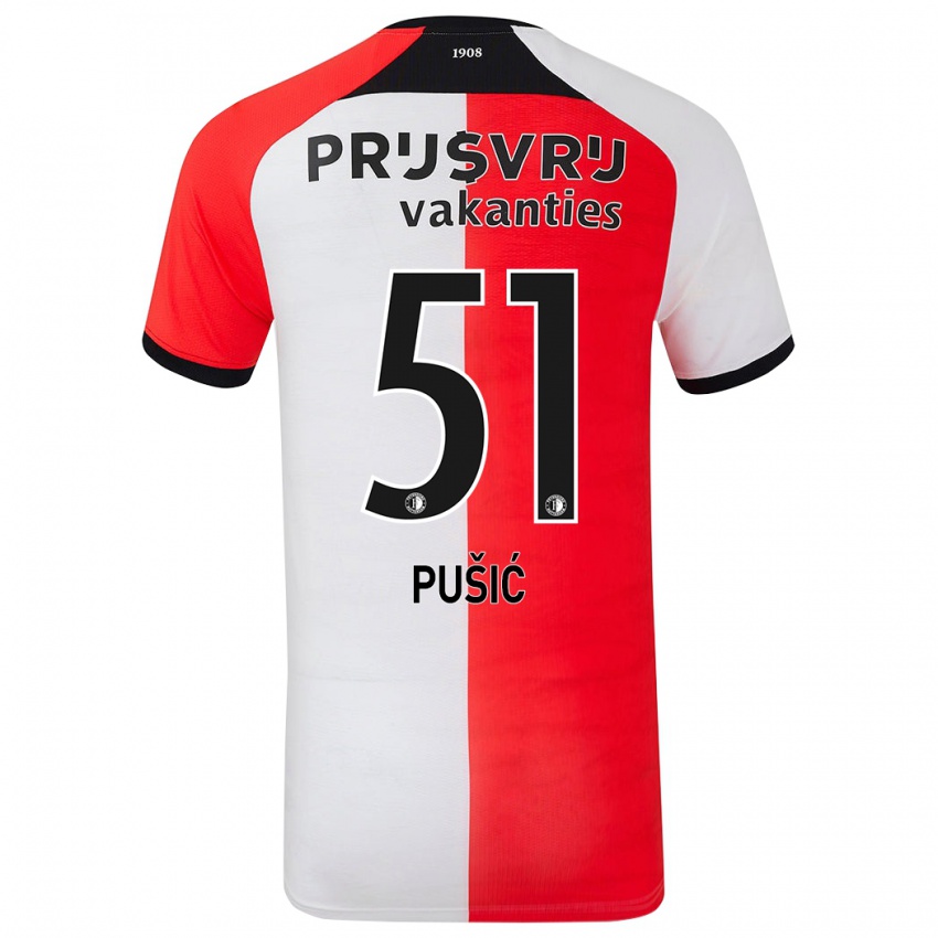 Homem Camisola Noah Pušić #51 Branco Vermelho Principal 2024/25 Camisa Brasil