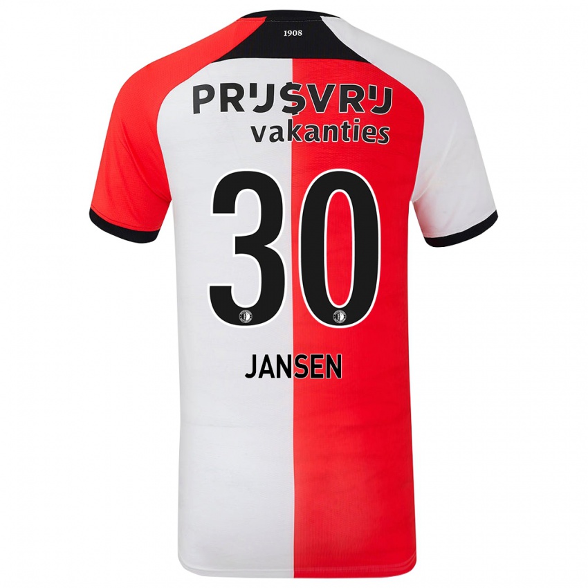 Homem Camisola Thijs Jansen #30 Branco Vermelho Principal 2024/25 Camisa Brasil