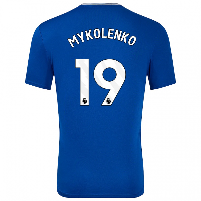 Homem Camisola Vitaliy Mykolenko #19 Azul Com Principal 2024/25 Camisa Brasil