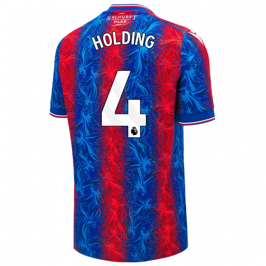 Homem Camisola Rob Holding #4 Listras Azul Vermelha Principal 2024/25 Camisa Brasil