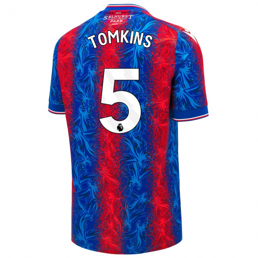 Homem Camisola James Tomkins #5 Listras Azul Vermelha Principal 2024/25 Camisa Brasil