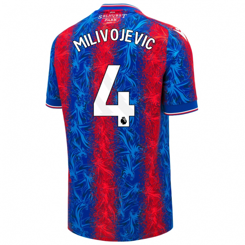 Homem Camisola Luka Milivojevic #4 Listras Azul Vermelha Principal 2024/25 Camisa Brasil