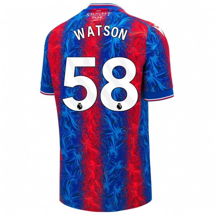 Homem Camisola Noah Watson #58 Listras Azul Vermelha Principal 2024/25 Camisa Brasil