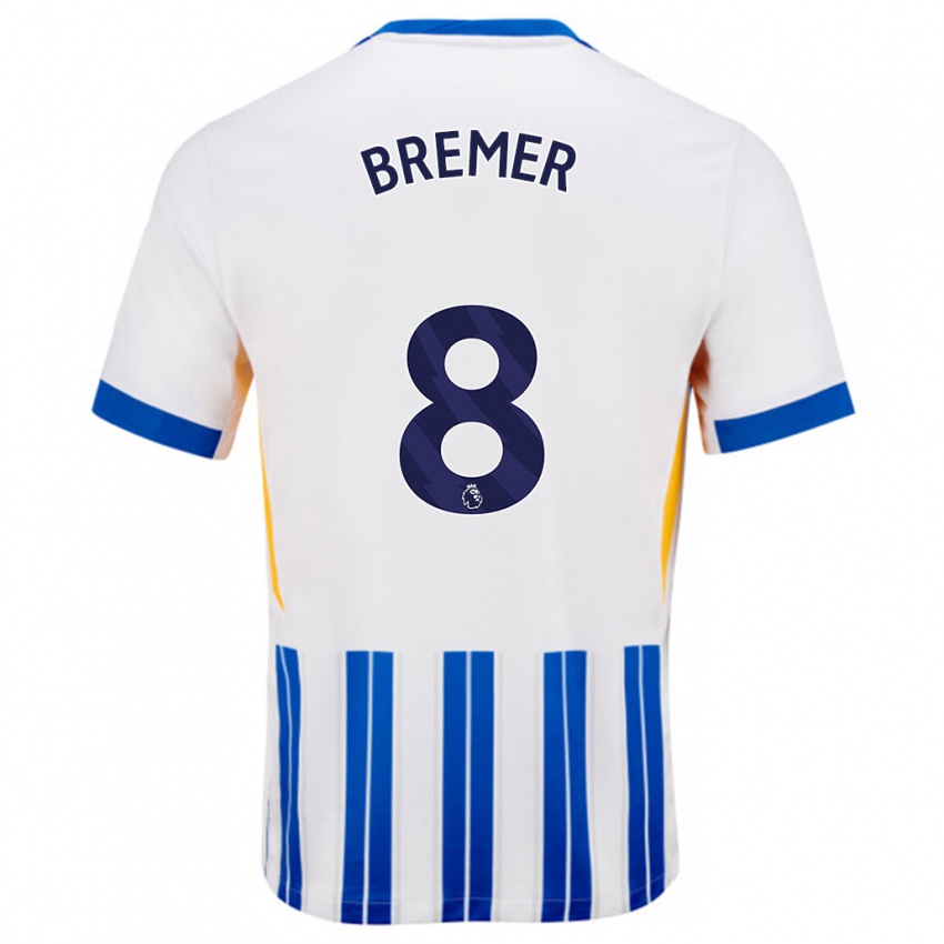 Homem Camisola Pauline Bremer #8 Branco Azul Principal 2024/25 Camisa Brasil