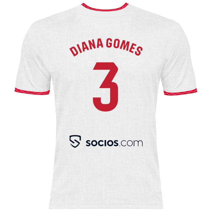 Homem Camisola Diana Catarina Ribeiro Gomes #3 Vermelho Branco Principal 2024/25 Camisa Brasil