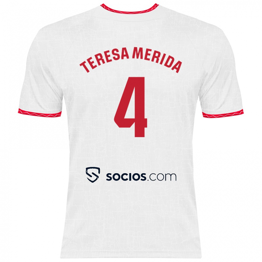 Homem Camisola Teresa Merida #4 Vermelho Branco Principal 2024/25 Camisa Brasil