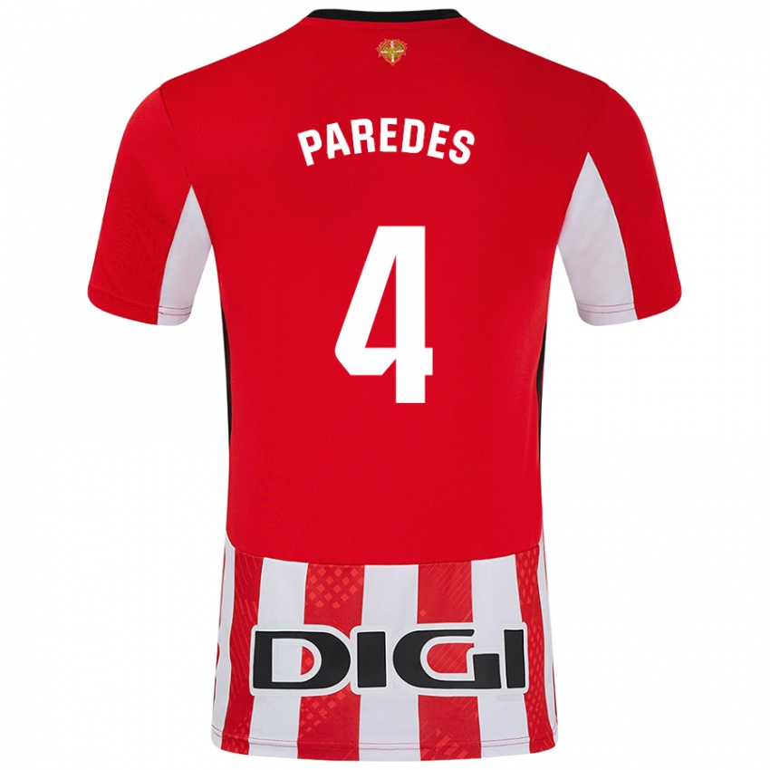 Homem Camisola Aitor Paredes #4 Branco Vermelho Principal 2024/25 Camisa Brasil