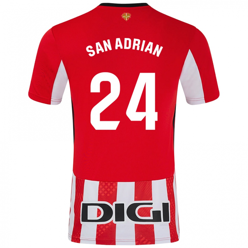 Homem Camisola Marta San Adrián Rocandio #24 Branco Vermelho Principal 2024/25 Camisa Brasil