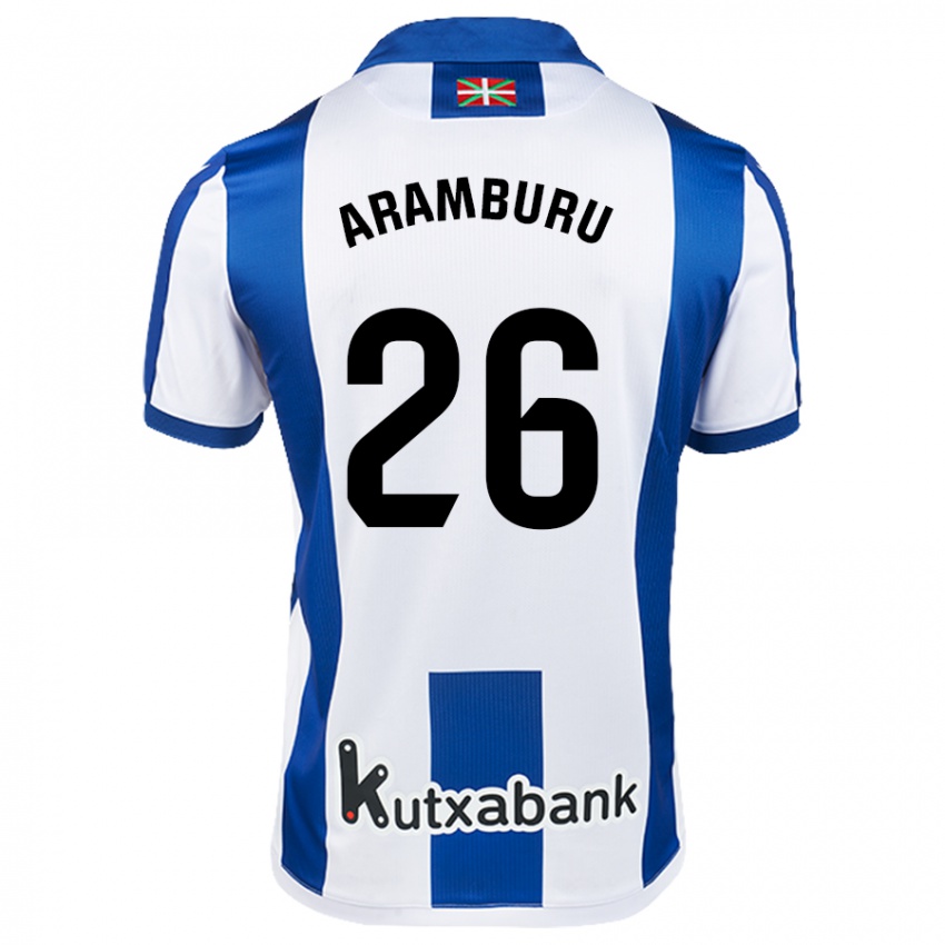 Homem Camisola Jon Aramburu #26 Azul Branco Principal 2024/25 Camisa Brasil