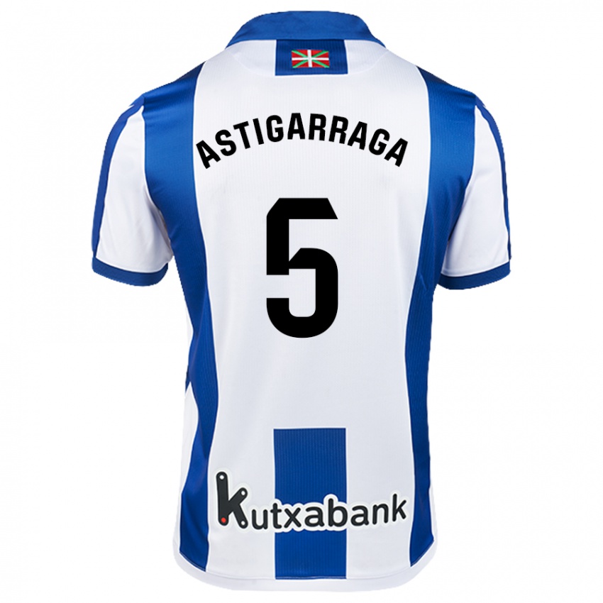 Homem Camisola Eneko Astigarraga #5 Azul Branco Principal 2024/25 Camisa Brasil