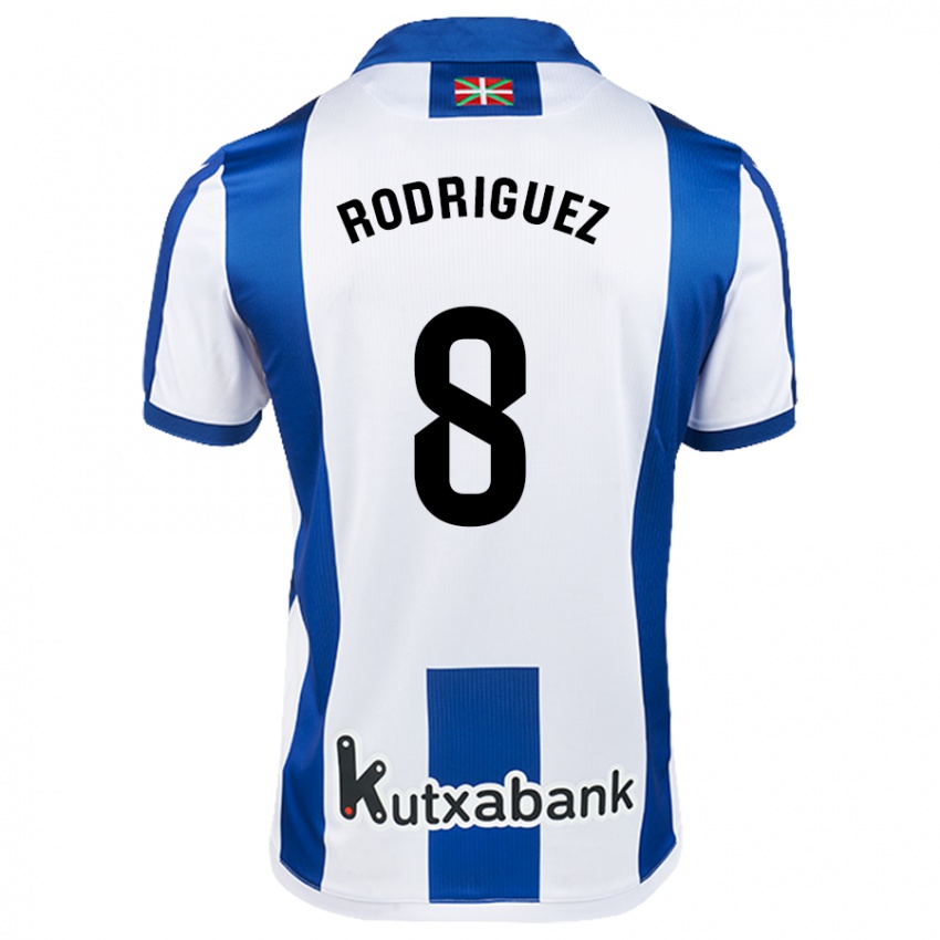 Homem Camisola Mikel Rodriguez #8 Azul Branco Principal 2024/25 Camisa Brasil