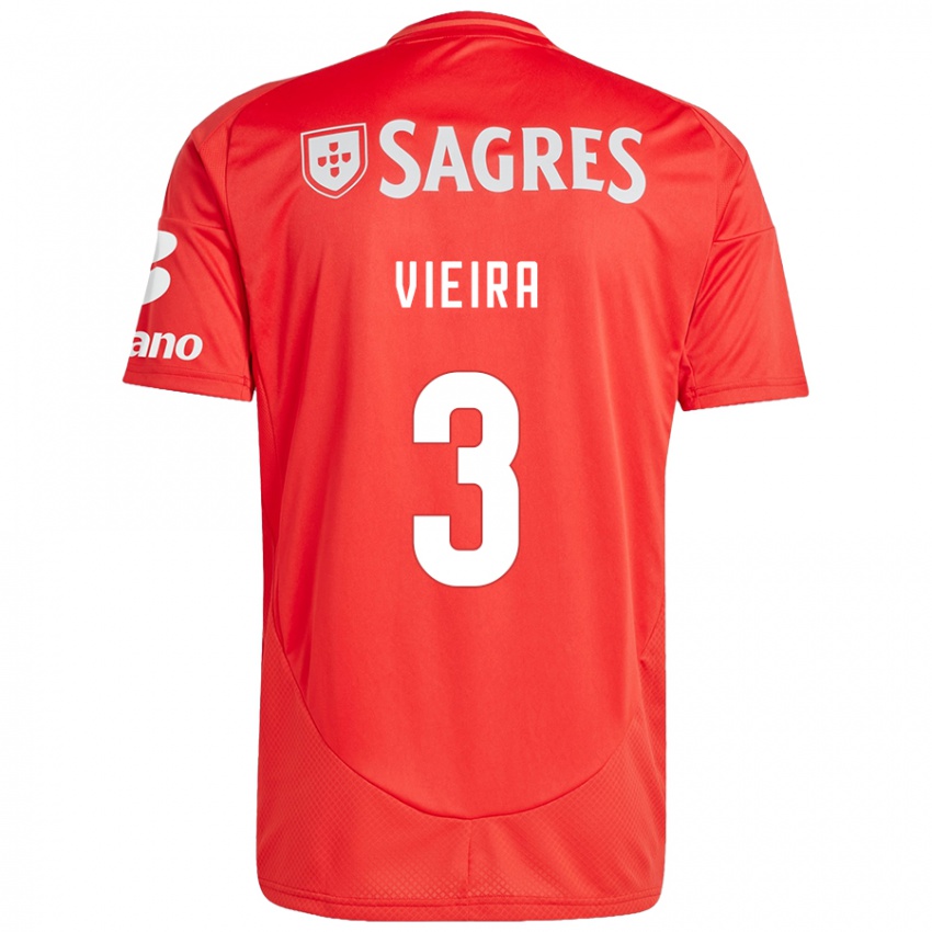 Homem Camisola Miguel Vieira #3 Vermelho Branco Principal 2024/25 Camisa Brasil