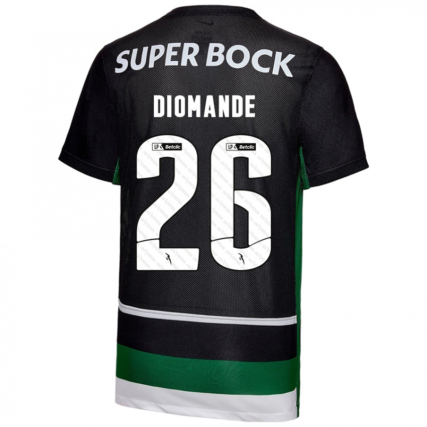 Homem Camisola Ousmane Diomande #26 Preto Branco Verde Principal 2024/25 Camisa Brasil