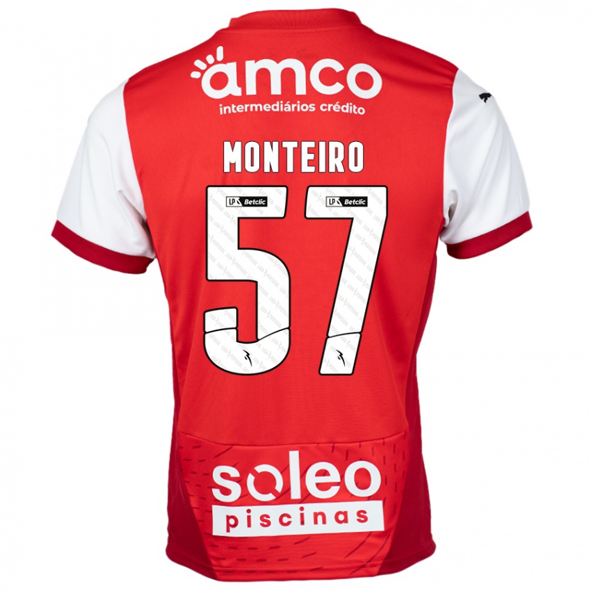 Homem Camisola Jordan Monteiro #57 Vermelho Branco Principal 2024/25 Camisa Brasil