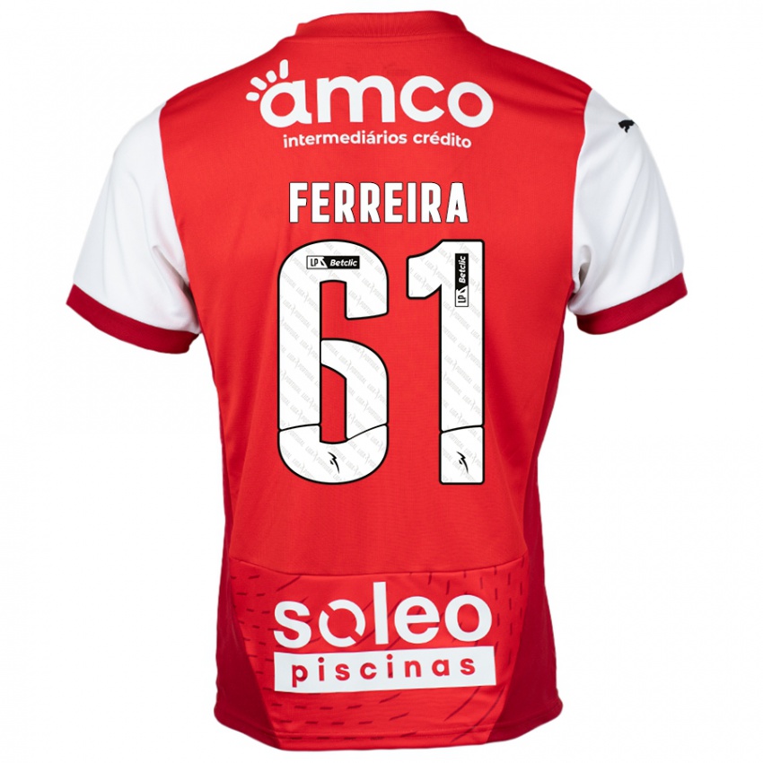 Homem Camisola Tiago Ferreira #61 Vermelho Branco Principal 2024/25 Camisa Brasil