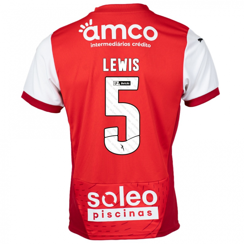 Homem Camisola Leah Lewis #5 Vermelho Branco Principal 2024/25 Camisa Brasil