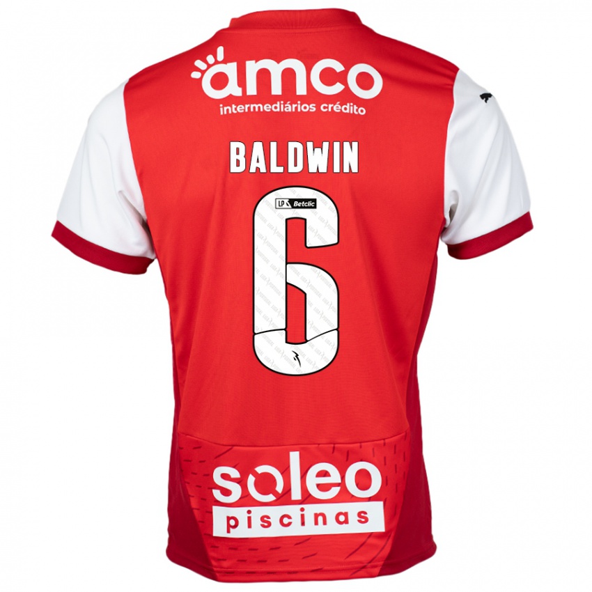 Homem Camisola Carlyn Baldwin #6 Vermelho Branco Principal 2024/25 Camisa Brasil