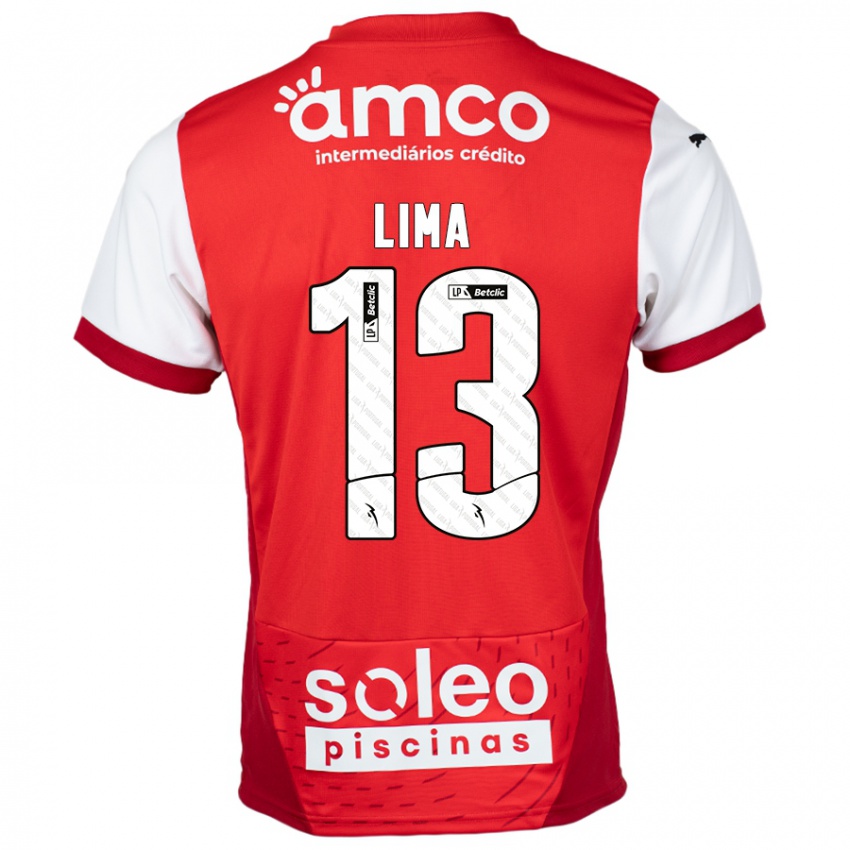 Homem Camisola Aline Lima #13 Vermelho Branco Principal 2024/25 Camisa Brasil