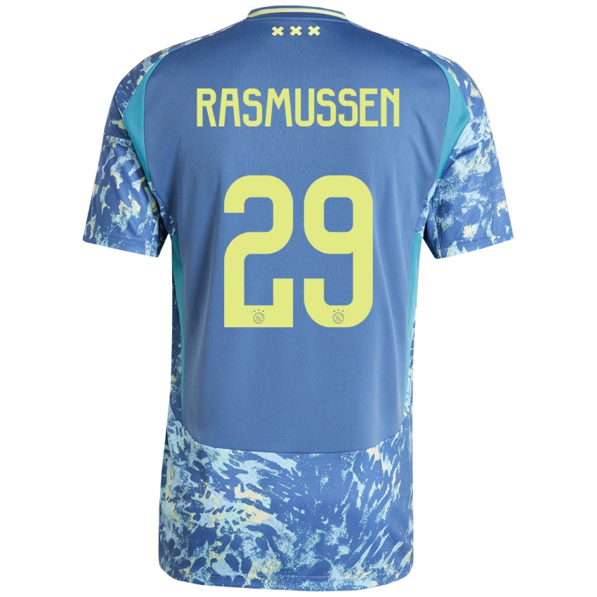 Homem Camisola Christian Rasmussen #29 Amarelo Azul Cinzento Alternativa 2024/25 Camisa Brasil