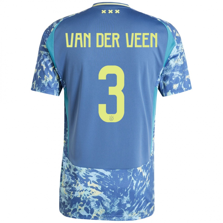 Homem Camisola Roos Van Der Veen #3 Amarelo Azul Cinzento Alternativa 2024/25 Camisa Brasil