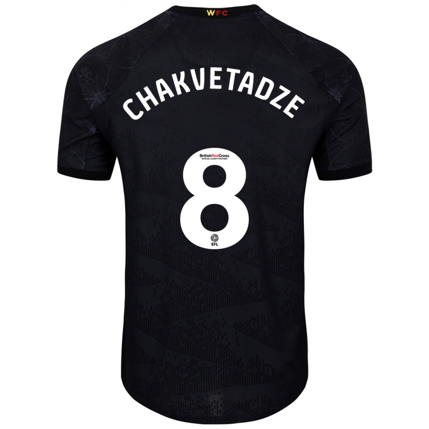 Homem Camisola Giorgi Chakvetadze #8 Preto Branco Alternativa 2024/25 Camisa Brasil