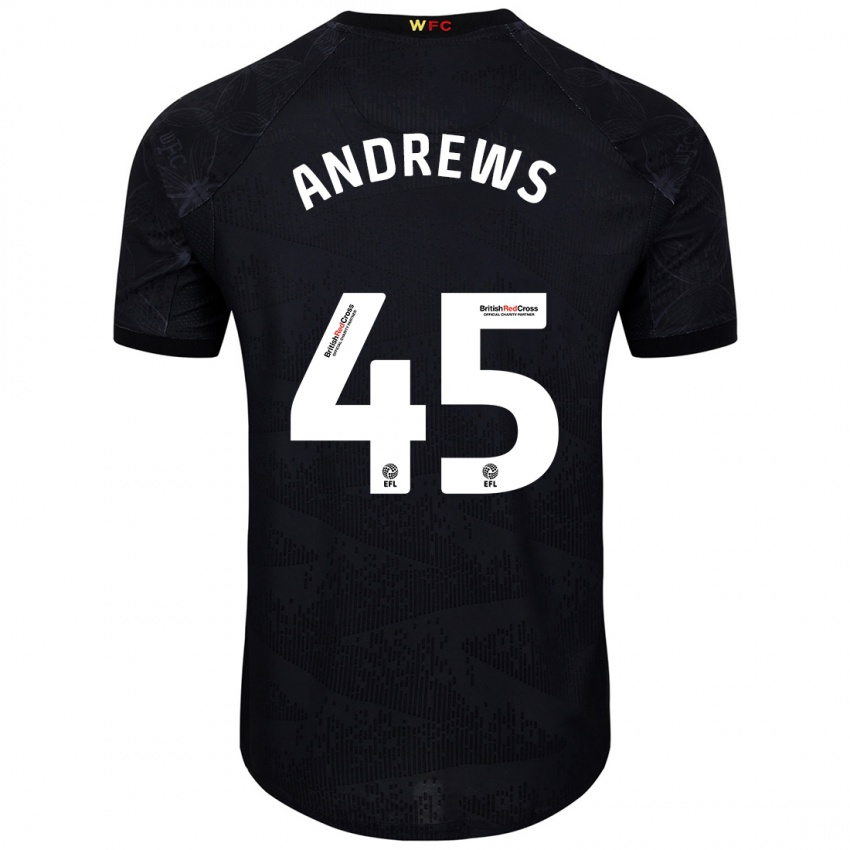 Homem Camisola Ryan Andrews #45 Preto Branco Alternativa 2024/25 Camisa Brasil