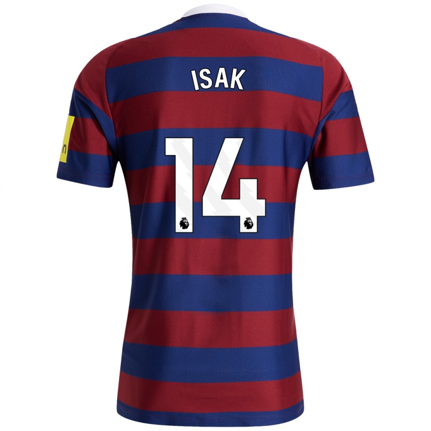 Homem Camisola Alexander Isak #14 Bordeaux Azul Marinho Alternativa 2024/25 Camisa Brasil