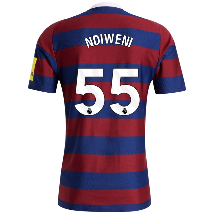 Homem Camisola Michael Ndiweni #55 Bordeaux Azul Marinho Alternativa 2024/25 Camisa Brasil