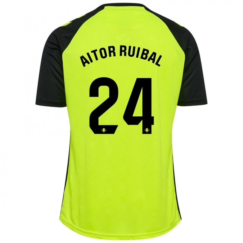 Homem Camisola Aitor Ruibal #24 Preto Amarelo Fluorescente Alternativa 2024/25 Camisa Brasil