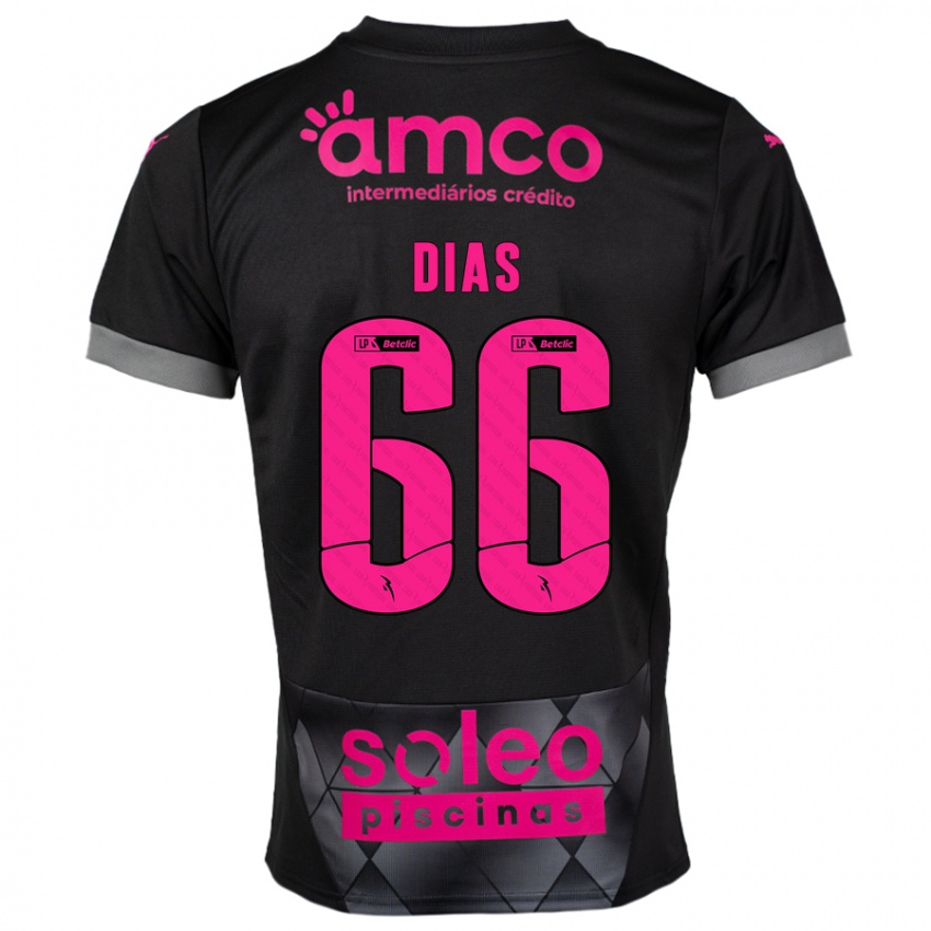 Homem Camisola Gonçalo Dias #66 Preto Rosa Alternativa 2024/25 Camisa Brasil