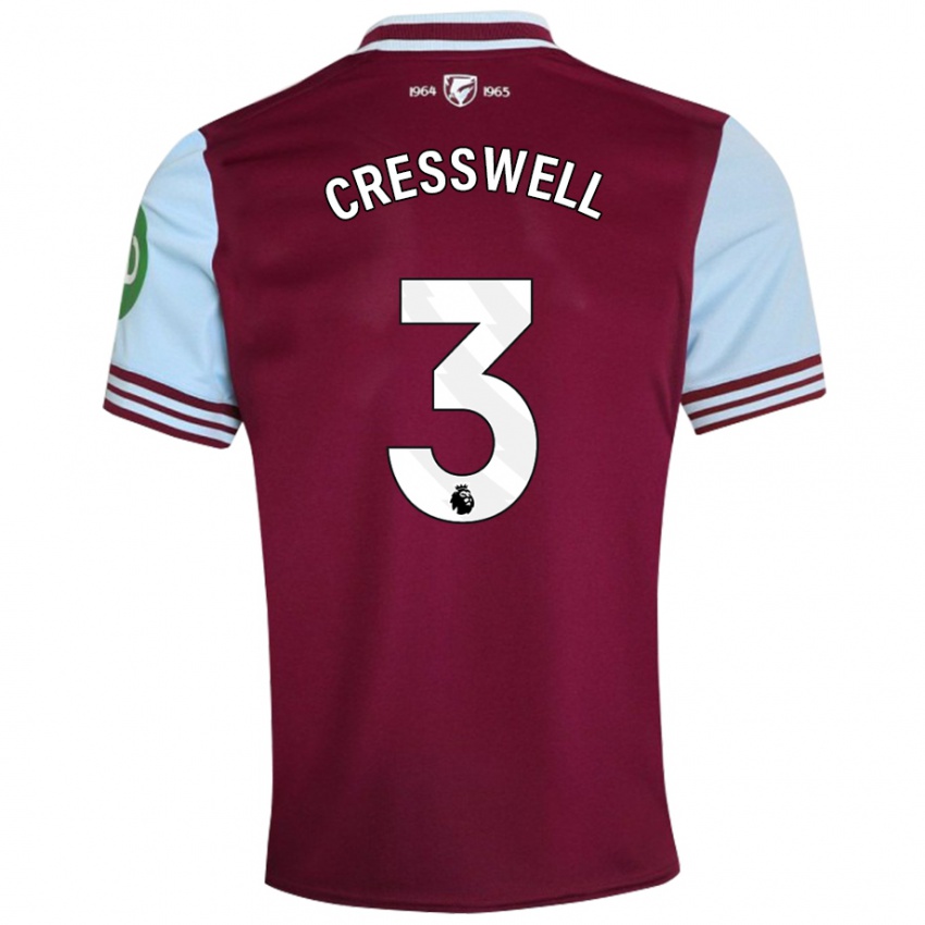 Mulher Camisola Aaron Cresswell #3 Vermelho Escuro Principal 2024/25 Camisa Brasil