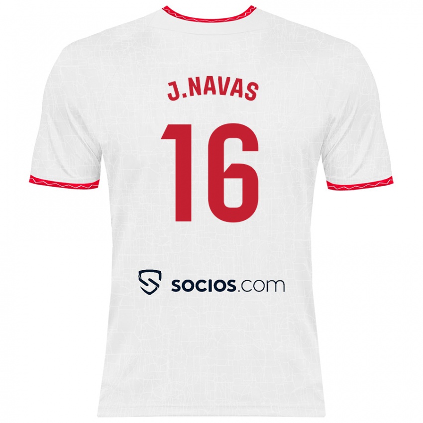 Mulher Camisola Jesus Navas #16 Vermelho Branco Principal 2024/25 Camisa Brasil