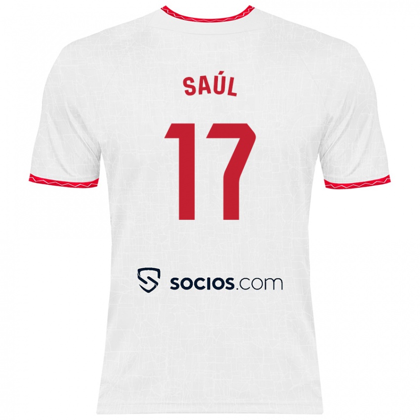 Mulher Camisola Saul Niguez #17 Vermelho Branco Principal 2024/25 Camisa Brasil